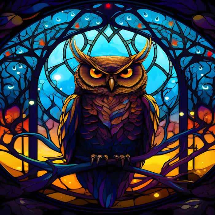 サンキャッチャーガラス - フクロウの装飾 - 手作りのカラフルな